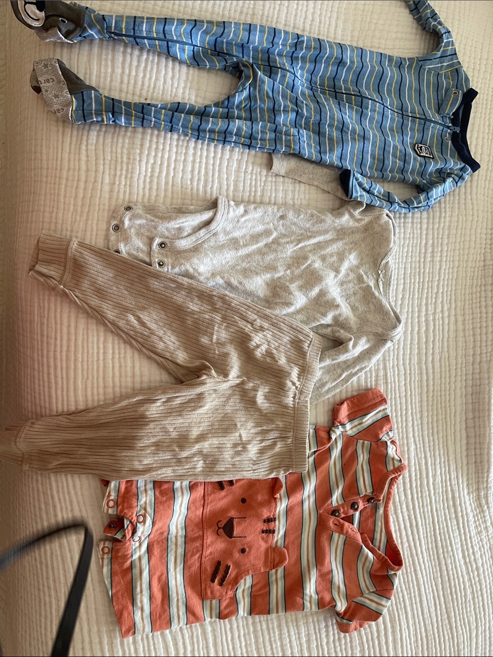 Baby Boys Neutral & Coral Stripe Outfit Bundle
